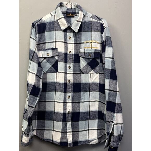 Yellowstone Dutton Ranch‎ Flannel Shirt Mens Medium Blue White Yellow Button - Picture 1 of 7
